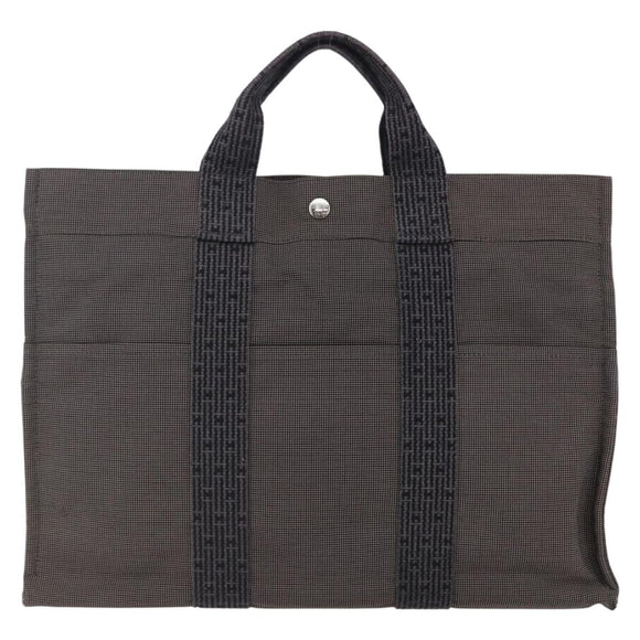 HERMES Her Line MM Hand Bag Canvas Gray Auth th6408