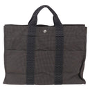 HERMES Her Line MM Hand Bag Canvas Gray Auth th6408-2