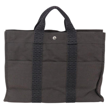 HERMES Her Line MM Hand Bag Canvas Gray Auth th6408 - 0