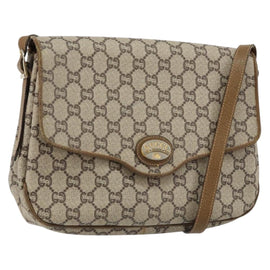 GUCCI GG PLUS Canvas Shoulder Bag PVC Leather Beige Auth th6415