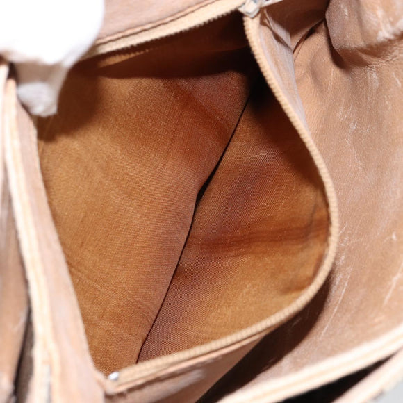 GUCCI GG PLUS Canvas Shoulder Bag PVC Leather Beige Auth th6415