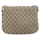 GUCCI GG PLUS Canvas Shoulder Bag PVC Leather Beige Auth th6415-2