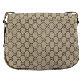 GUCCI GG PLUS Canvas Shoulder Bag PVC Leather Beige Auth th6415 - 0