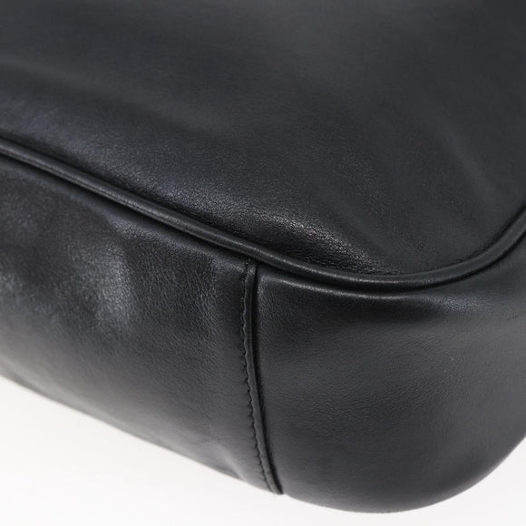 GUCCI Bamboo Shoulder Bag Leather 2way Black Auth th6418