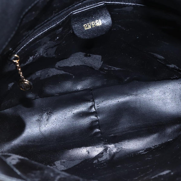 GUCCI Bamboo Shoulder Bag Leather 2way Black Auth th6418