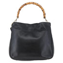 GUCCI Bamboo Shoulder Bag Leather 2way Black Auth th6418-2