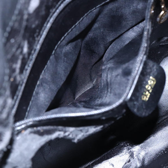 GUCCI Bamboo Shoulder Bag Leather 2way Black Auth th6418