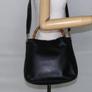 GUCCI Bamboo Shoulder Bag Leather 2way Black Auth th6418-23