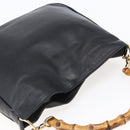 GUCCI Bamboo Shoulder Bag Leather 2way Black Auth th6418-6