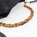 GUCCI Bamboo Shoulder Bag Leather 2way Black Auth th6418-7