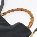 GUCCI Bamboo Shoulder Bag Leather 2way Black Auth th6418-8
