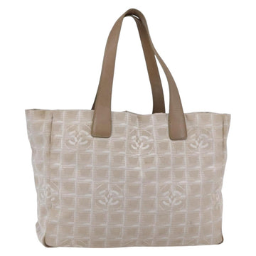 CHANEL New travel line Tote Bag Nylon Beige CC Auth th6420