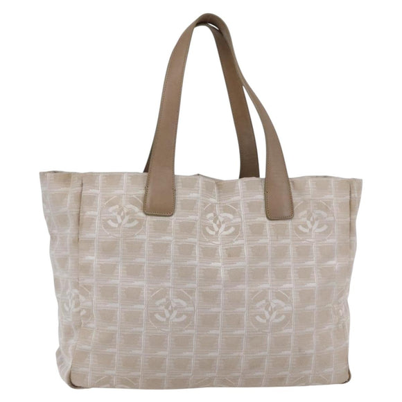 CHANEL New travel line Tote Bag Nylon Beige CC Auth th6420