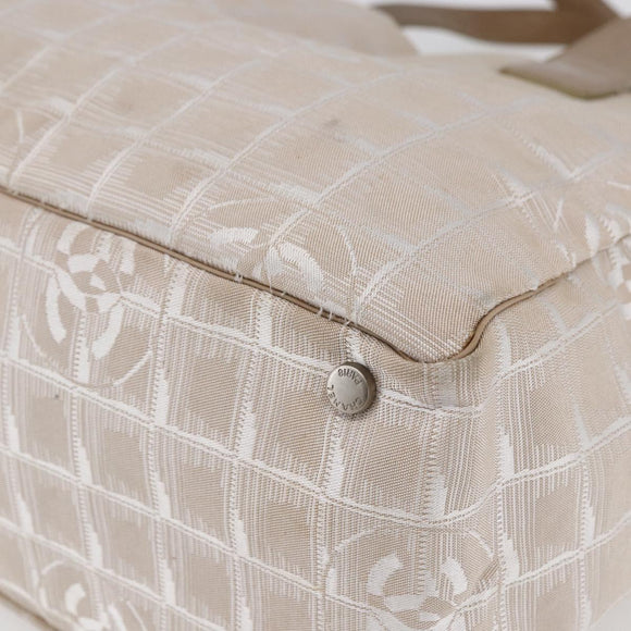CHANEL New travel line Tote Bag Nylon Beige CC Auth th6420