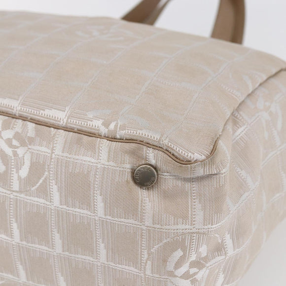 CHANEL New travel line Tote Bag Nylon Beige CC Auth th6420