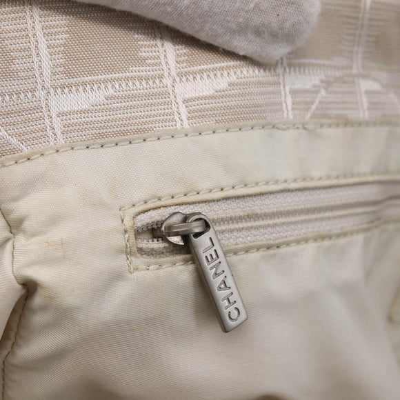 CHANEL New travel line Tote Bag Nylon Beige CC Auth th6420