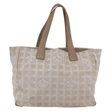 CHANEL New travel line Tote Bag Nylon Beige CC Auth th6420 - 0