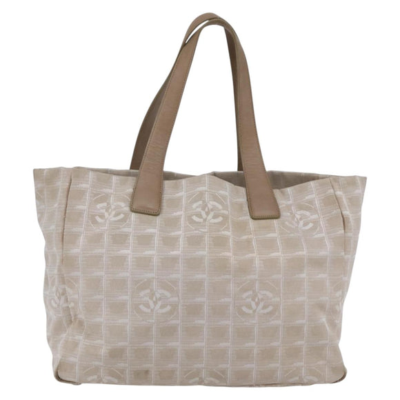 CHANEL New travel line Tote Bag Nylon Beige CC Auth th6420