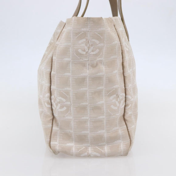 CHANEL New travel line Tote Bag Nylon Beige CC Auth th6420