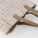 CHANEL New travel line Tote Bag Nylon Beige CC Auth th6420-6