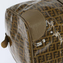 FENDI Zucchino Canvas Boston Bag Coated Canvas Vintage Brown Gold Auth th6422-9