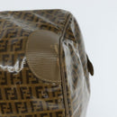 FENDI Zucchino Canvas Boston Bag Coated Canvas Vintage Brown Gold Auth th6422-14