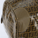 FENDI Zucchino Canvas Boston Bag Coated Canvas Vintage Brown Gold Auth th6422-15