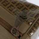 FENDI Zucchino Canvas Boston Bag Coated Canvas Vintage Brown Gold Auth th6422-10