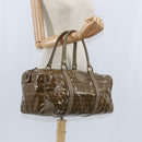 FENDI Zucchino Canvas Boston Bag Coated Canvas Vintage Brown Gold Auth th6422-19