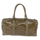 FENDI Zucchino Canvas Boston Bag Coated Canvas Vintage Brown Gold Auth th6422-2