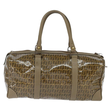 FENDI Zucchino Canvas Boston Bag Coated Canvas Vintage Brown Gold Auth th6422 - 0