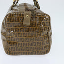 FENDI Zucchino Canvas Boston Bag Coated Canvas Vintage Brown Gold Auth th6422-3
