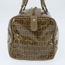 FENDI Zucchino Canvas Boston Bag Coated Canvas Vintage Brown Gold Auth th6422-4