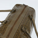 FENDI Zucchino Canvas Boston Bag Coated Canvas Vintage Brown Gold Auth th6422-6