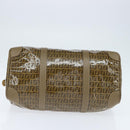 FENDI Zucchino Canvas Boston Bag Coated Canvas Vintage Brown Gold Auth th6422-5
