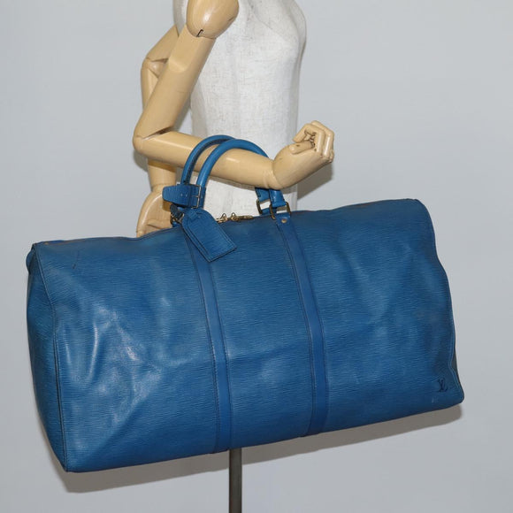 LOUIS VUITTON Epi Keepall 60 Boston Bag Old model Blue M42945 LV Auth th6430
