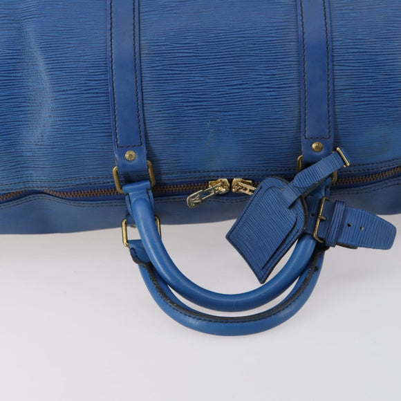 LOUIS VUITTON Epi Keepall 60 Boston Bag Old model Blue M42945 LV Auth th6430