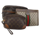 LOUIS VUITTON Gucci Monogram GG Canvas Clutch Bag 3Set Beige LV Auth th6448-1