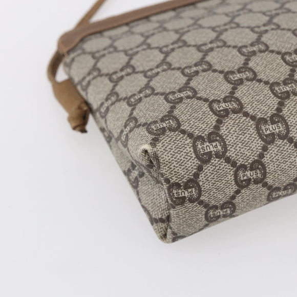 GUCCI GG Plus Supreme Shoulder Bag PVC Beige Gold Auth th6453