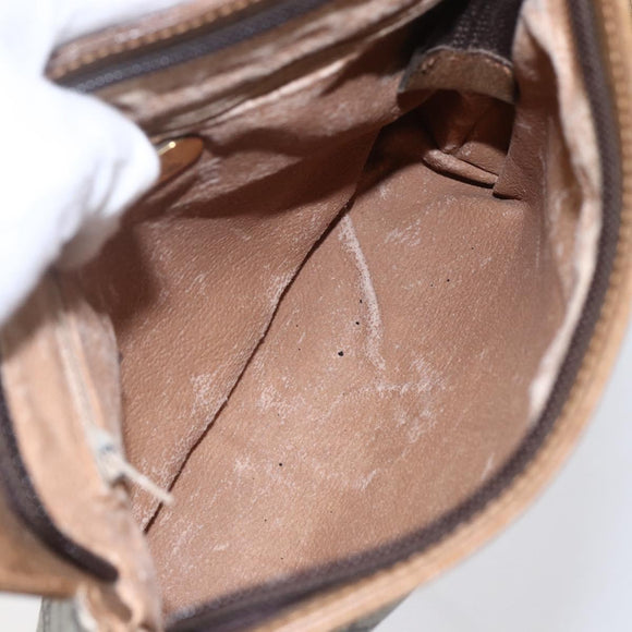 GUCCI GG Plus Supreme Shoulder Bag PVC Beige Gold Auth th6453