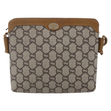 GUCCI GG Plus Supreme Shoulder Bag PVC Beige Gold Auth th6453 - 0