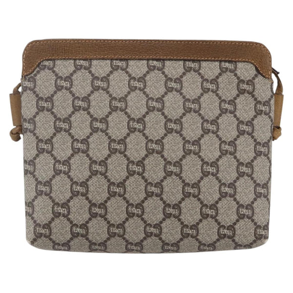 GUCCI GG Plus Supreme Shoulder Bag PVC Beige Gold Auth th6453