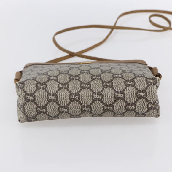 GUCCI GG Plus Supreme Shoulder Bag PVC Beige Gold Auth th6453