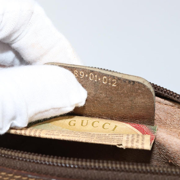 GUCCI GG Supreme Web Sherry Line Clutch Bag PVC Beige Gold 89 01 012 Auth th6454