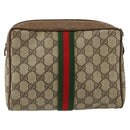 GUCCI GG Supreme Web Sherry Line Clutch Bag PVC Beige Gold 89 01 012 Auth th6454-2