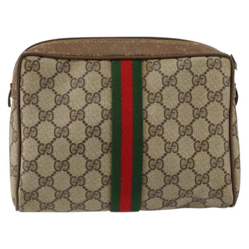 GUCCI GG Supreme Web Sherry Line Clutch Bag PVC Beige Gold 89 01 012 Auth th6454 - 0