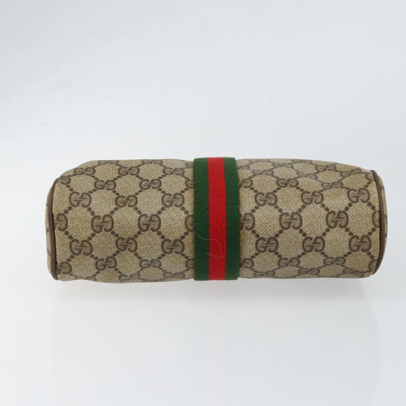 GUCCI GG Supreme Web Sherry Line Clutch Bag PVC Beige Gold 89 01 012 Auth th6454