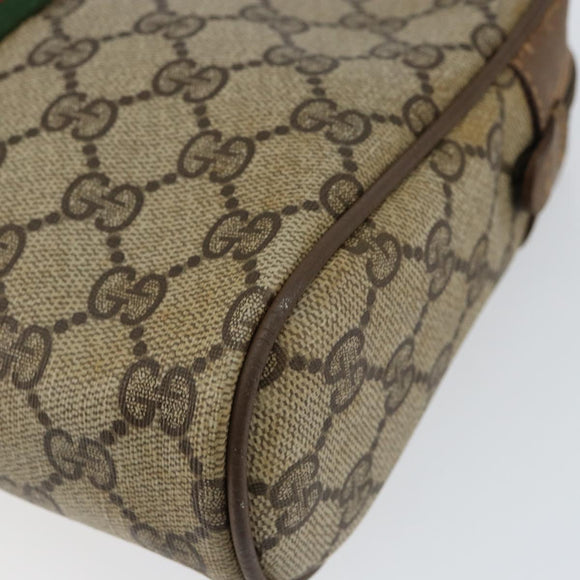 GUCCI GG Supreme Web Sherry Line Clutch Bag PVC Beige Gold 89 01 012 Auth th6454