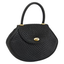 BALLY Quilted Hand Bag Leather Gold Black Auth th6456-1