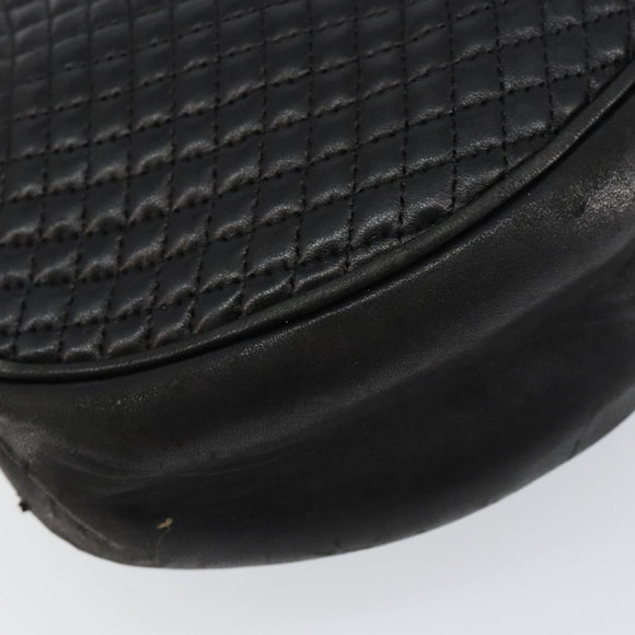 BALLY Quilted Hand Bag Leather Gold Black Auth th6456